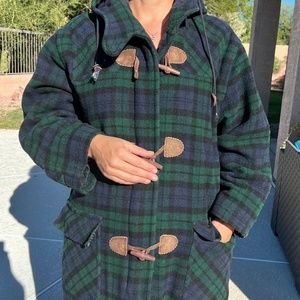 Vintage 90's LL Bean Wool Plaid Coat - Great Condition!